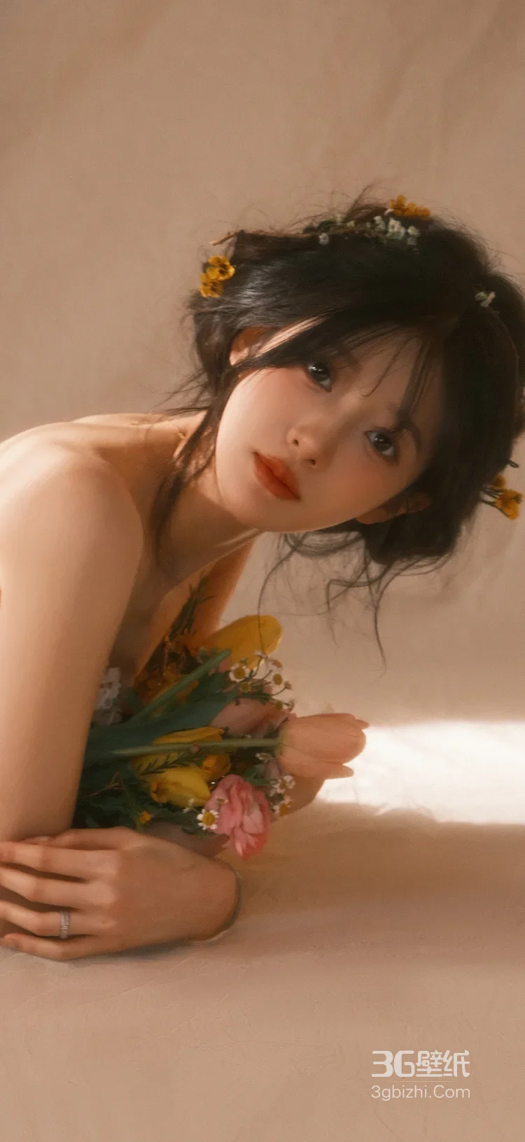 复古唯美花束少女 轻婚纱白纱裙清新艺术照2