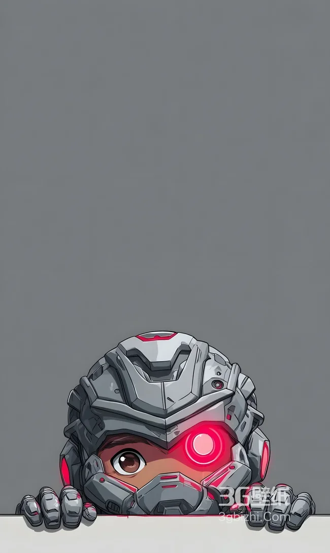 Q版机甲角色·单眼红瞳科技感 动漫风游戏手机壁纸1