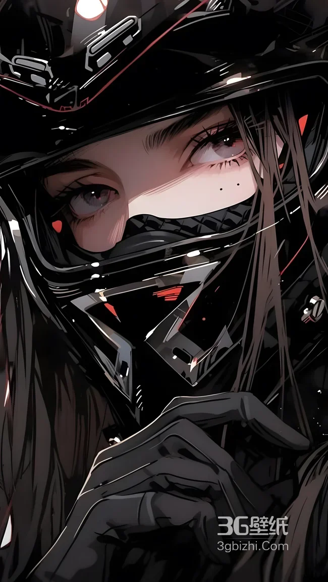 暗黑系二次元机车少女·头盔酷飒造型 高人气机车风手机壁纸1