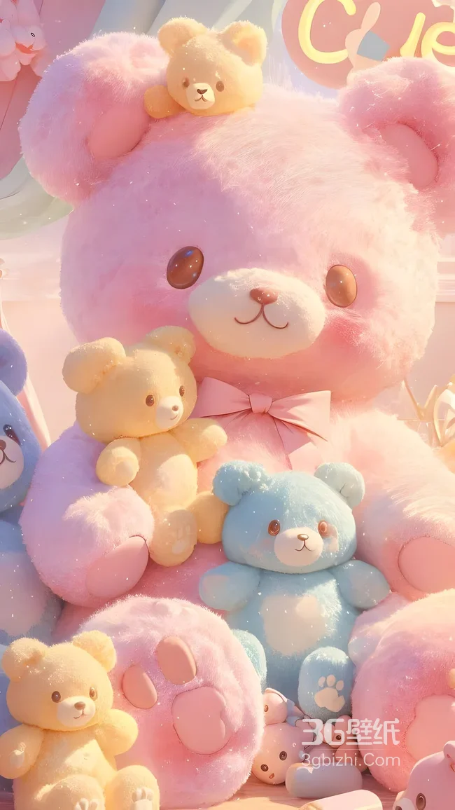 软萌毛绒熊群·治愈卡通风手机壁纸（玩偶主题）1