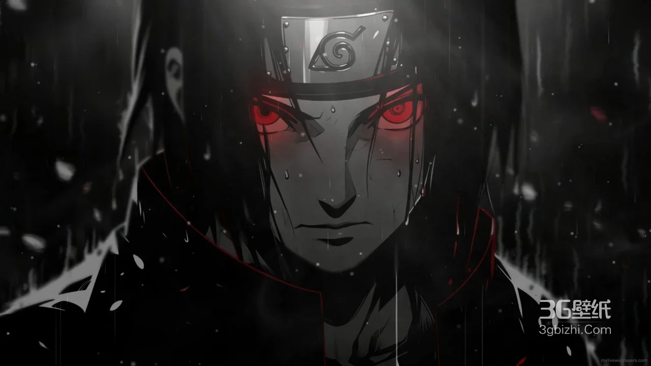 宇智波鼬·写轮眼觉醒 暗黑风火影忍者高人气动漫角色壁纸1