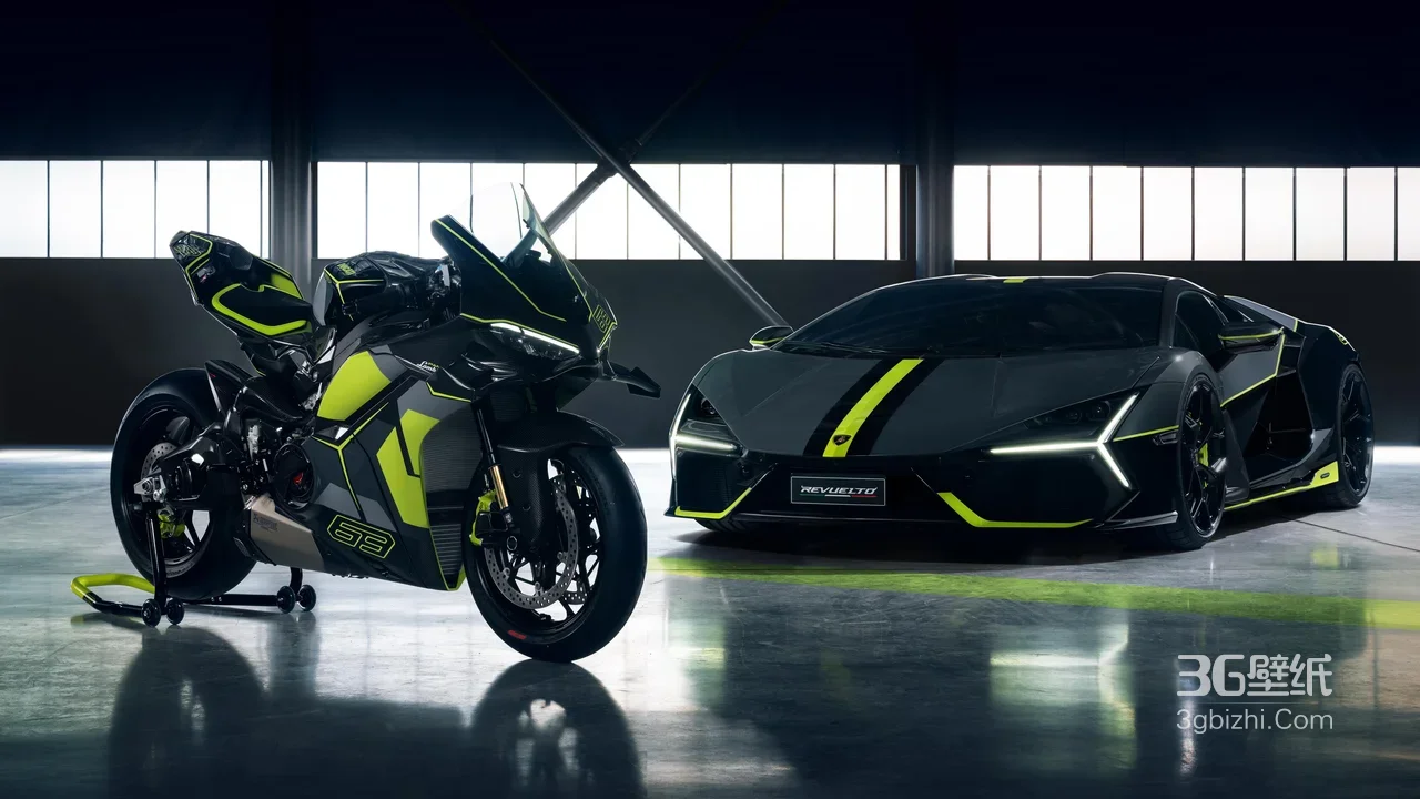 兰博基尼Revuelto&杜卡迪摩托·暗黑科技风 超跑机车电脑壁纸1