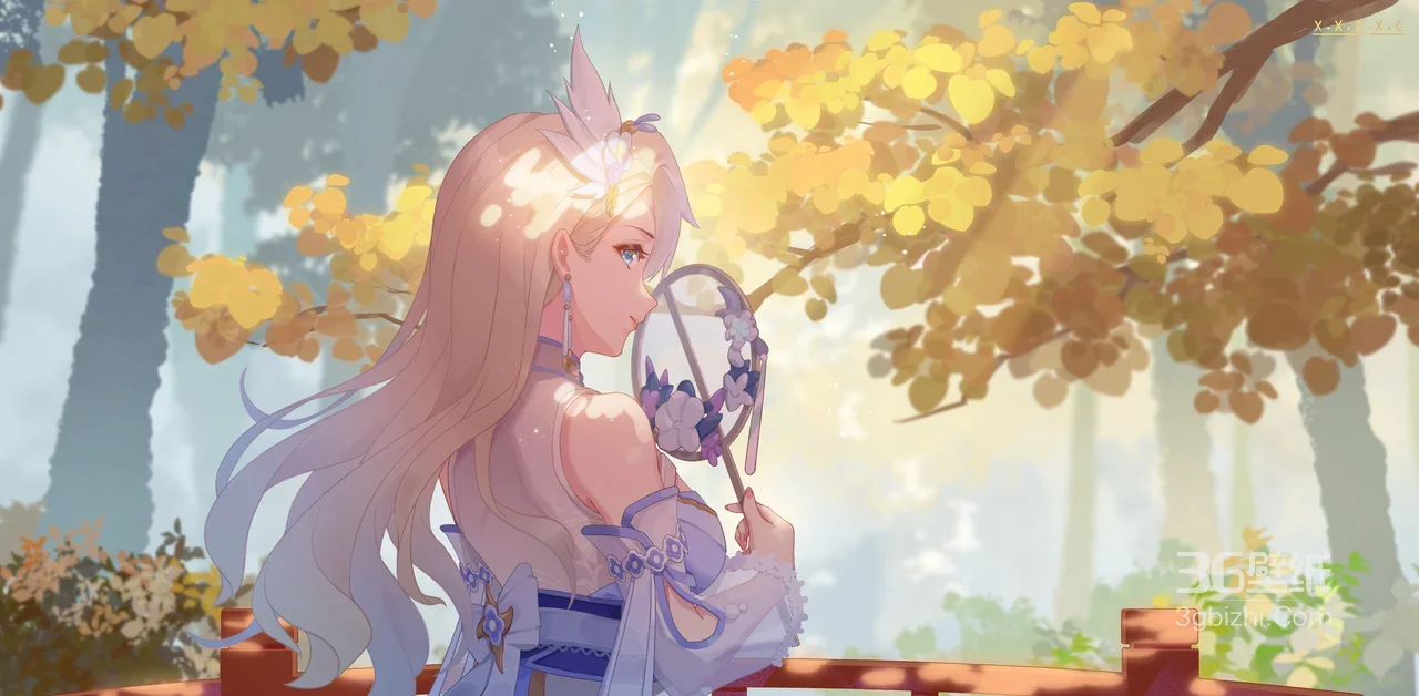 古风游戏角色林间持扇·唯美国风电脑壁纸推荐1