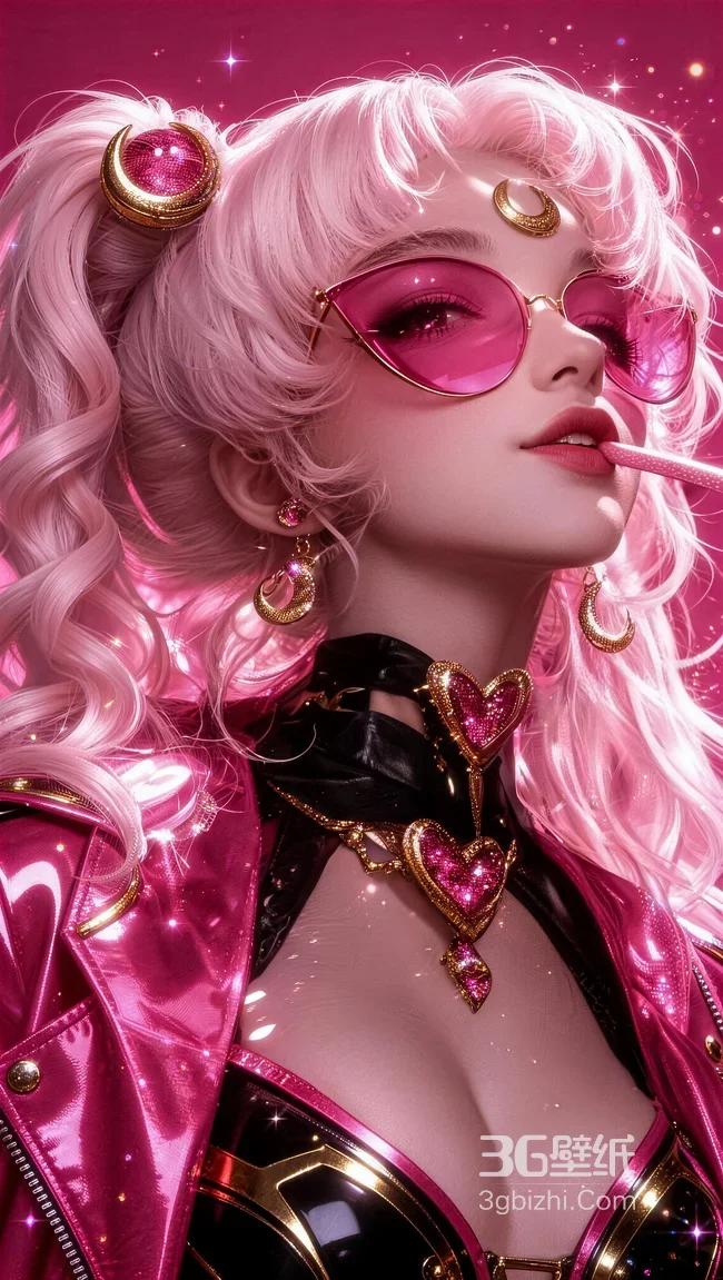 小小兔·粉色潮酷 美少女战士二次元华丽手机壁纸高人气1