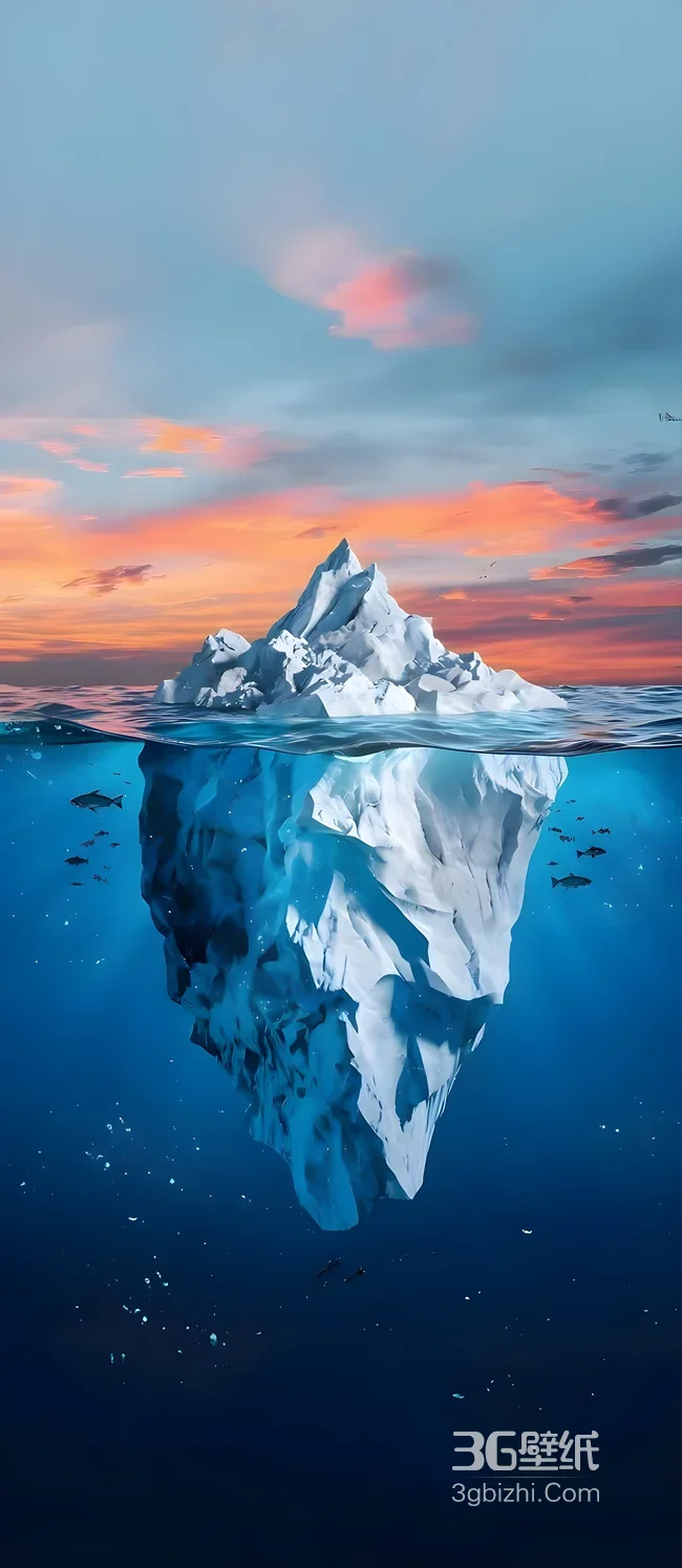 海洋冰山（海面+水下）·唯美梦幻 治愈系风景手机壁纸1