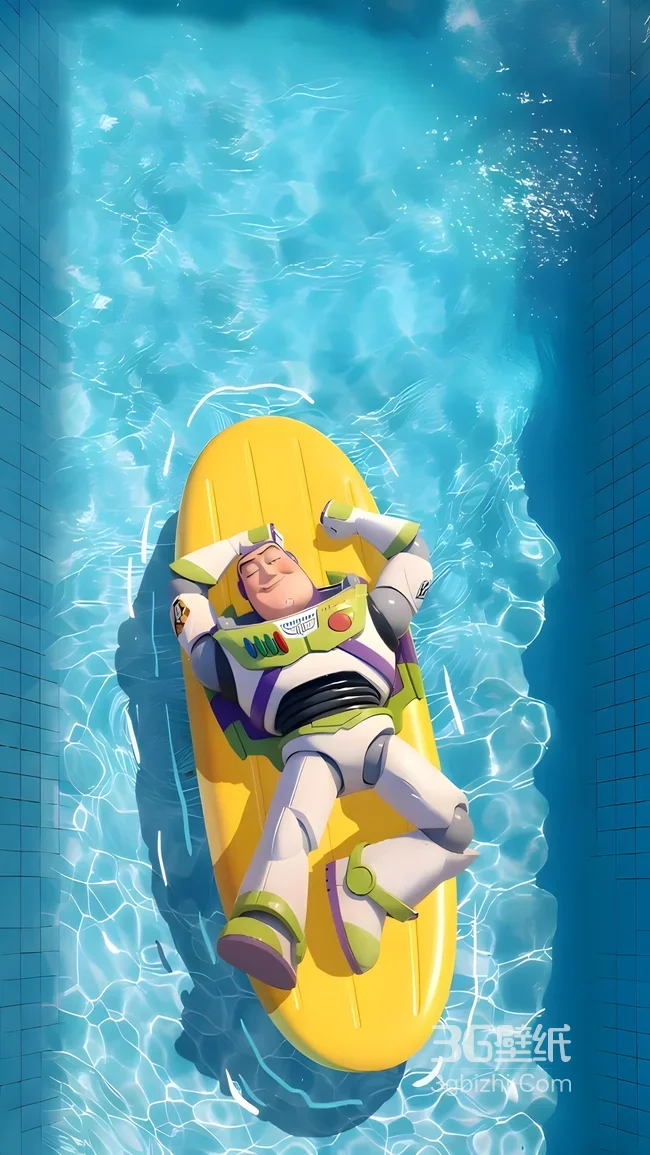 巴斯光年·泳池躺卧 玩具总动员卡通治愈风 清凉夏日壁纸1