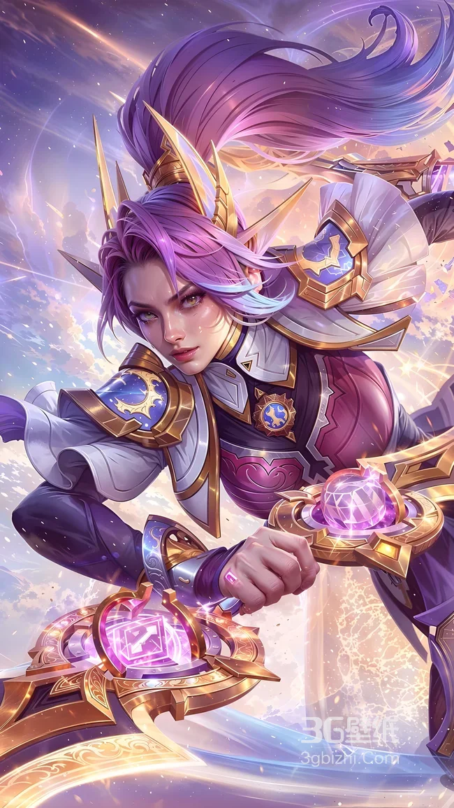 紫发金甲魔法战姬·唯美奇幻游戏风高人气壁纸1