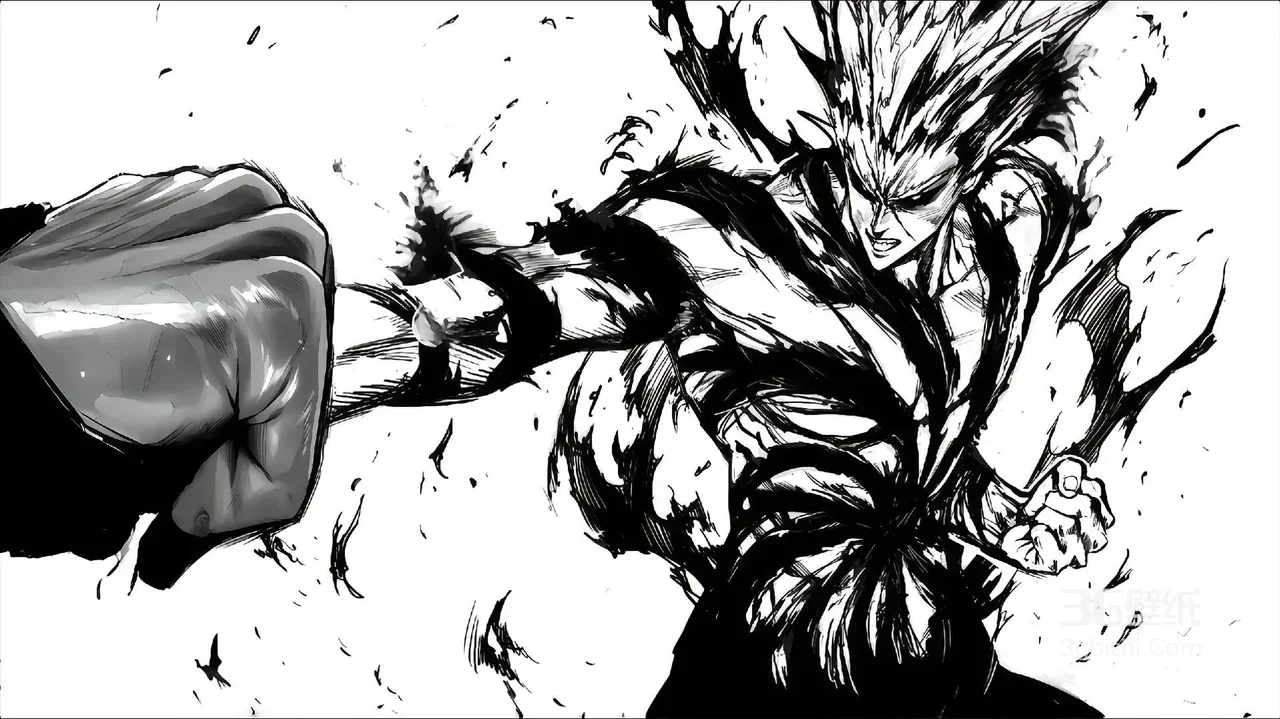 饿狼·战斗爆发 一拳超人动漫黑白热血电脑壁纸1