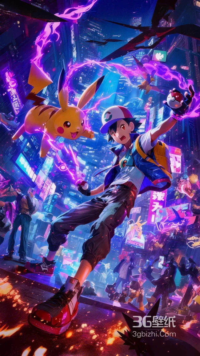 小智·精灵球 皮卡丘·电光 赛博朋克宝可梦动漫壁纸（高人气宝可梦壁纸）1