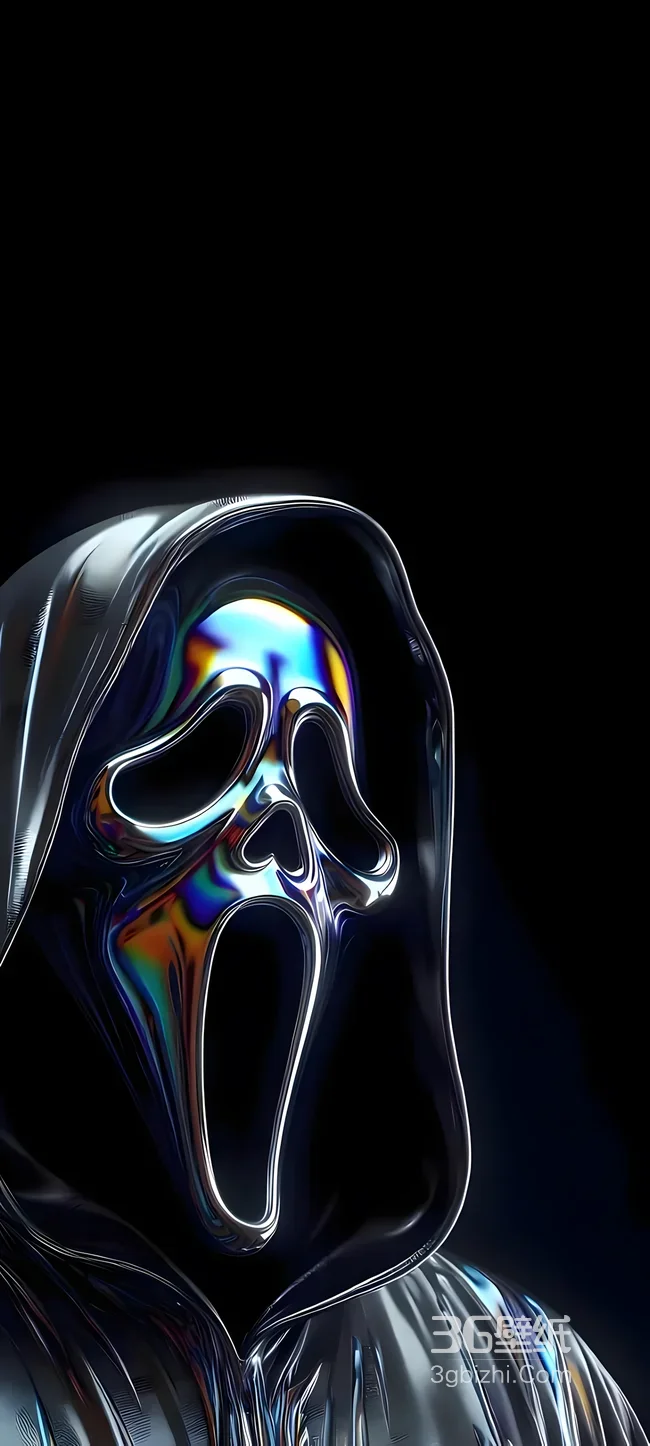 惊声尖叫鬼脸·赛博朋克金属炫彩风 高质感恐怖影视壁纸1