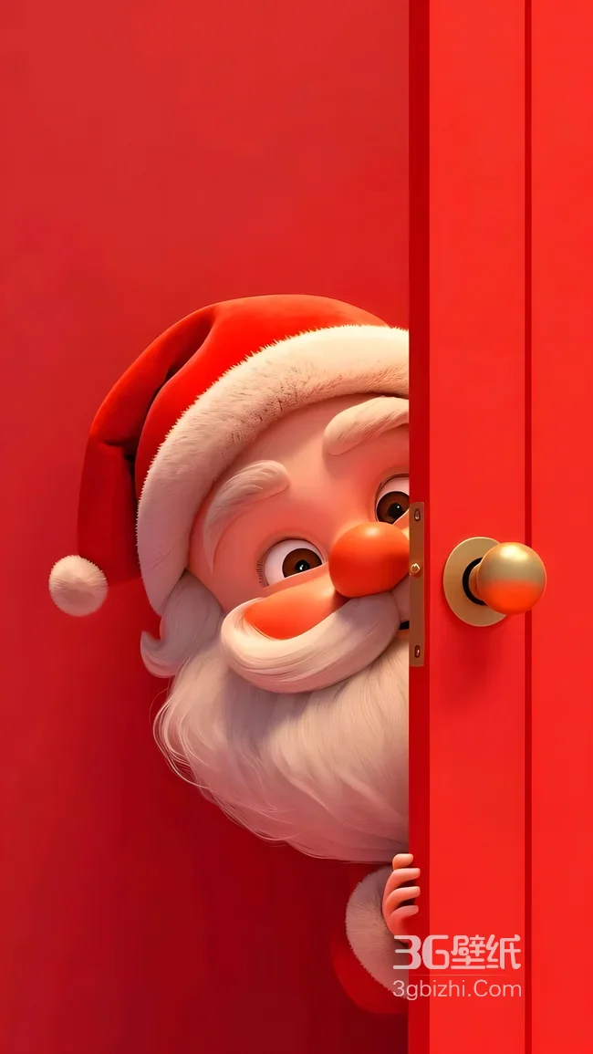 圣诞老人·卡通3D探头 圣诞节日手机壁纸1