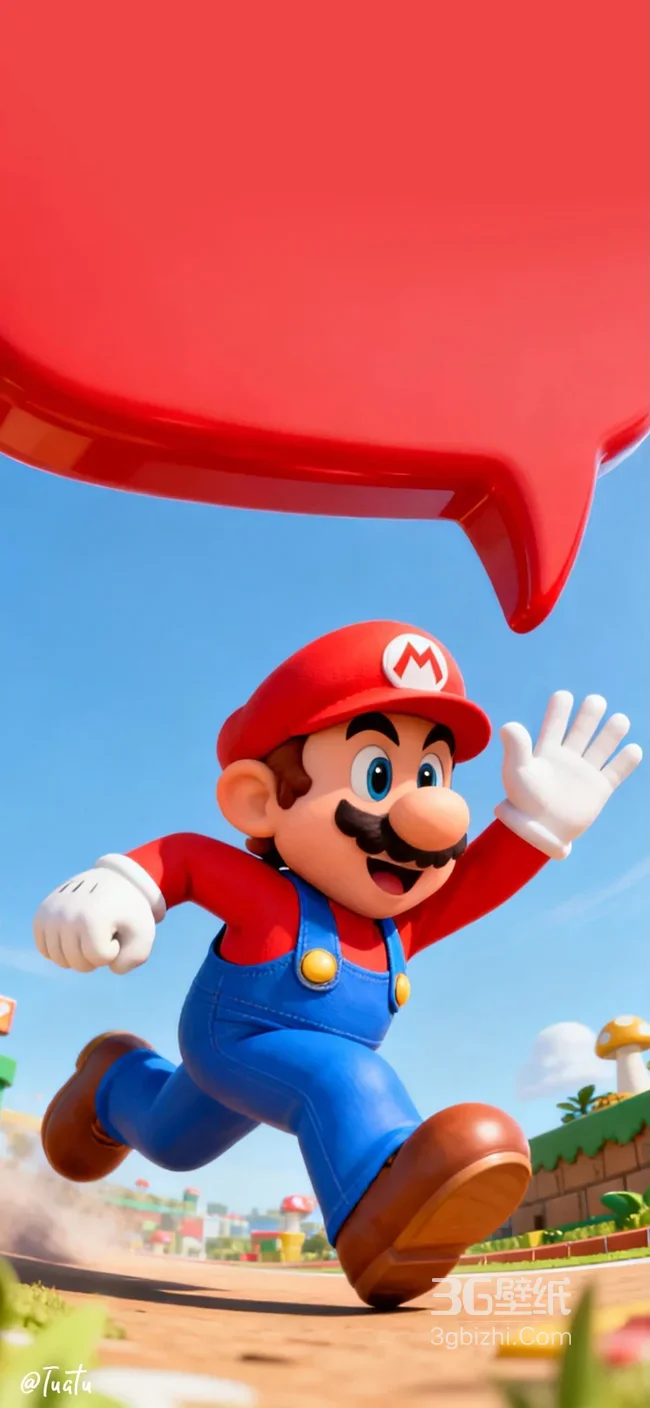 马里奥·奔跑招手 卡通3D 超级马里奥游戏冒险壁纸1