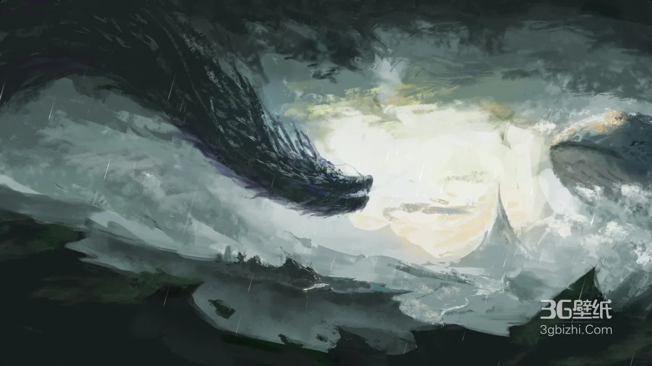 水墨巨龙·云海山峦 国风暗黑游戏风宽屏电脑壁纸1