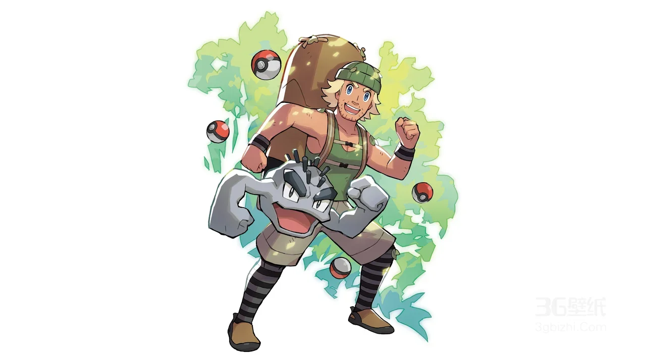 宝可梦训练家与小拳石 二次元动漫风宝可梦游戏电脑壁纸1