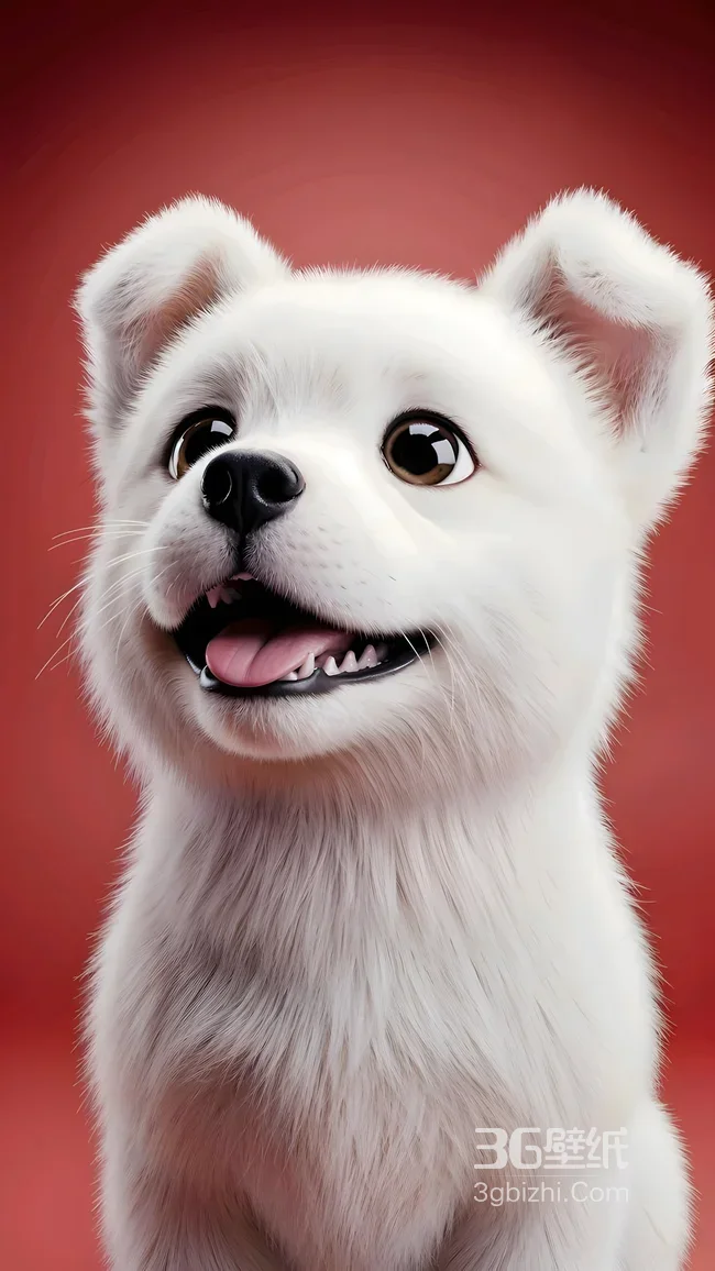 萌系写实拟真白色小狗·治愈感拉满 热门手机壁纸1