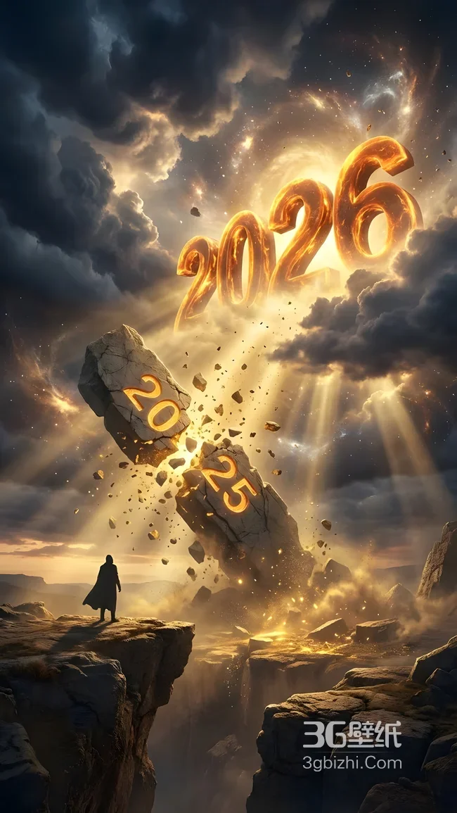 孤影立崖·2025碎裂迸发2026 史诗奇幻风高燃跨年壁纸1