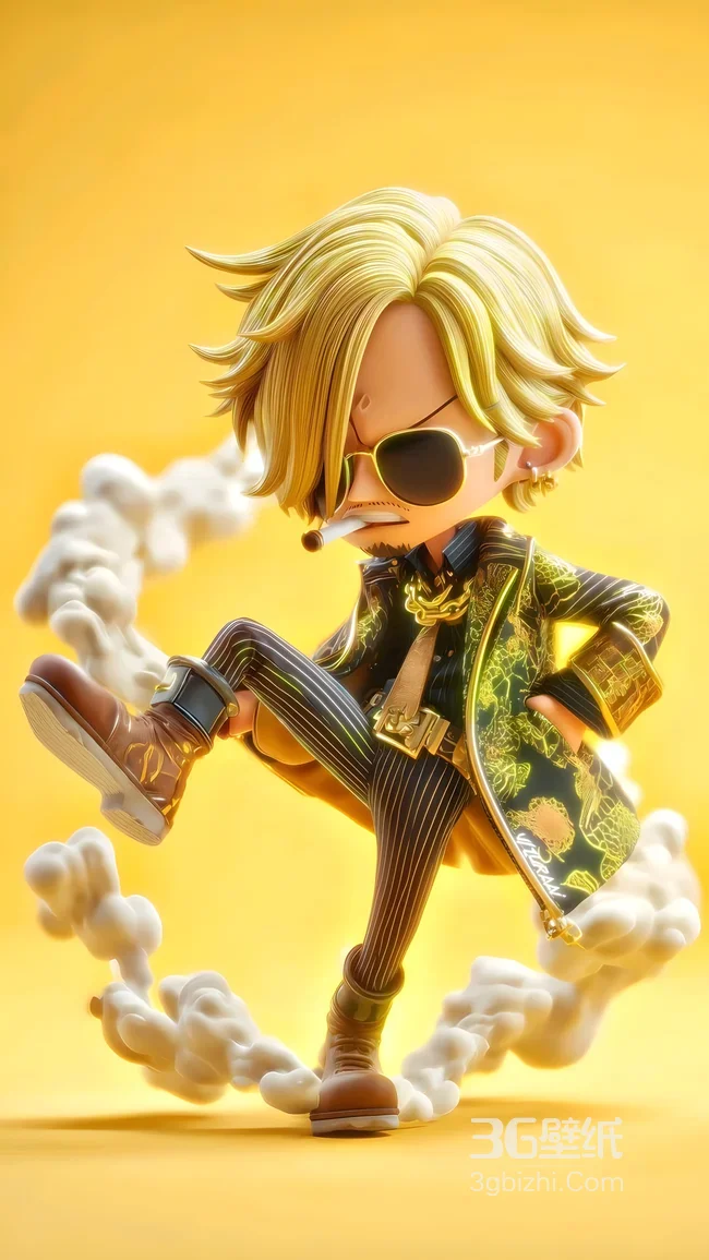 山治·Q版潮酷踢技 海贼王帅气角色手机壁纸1