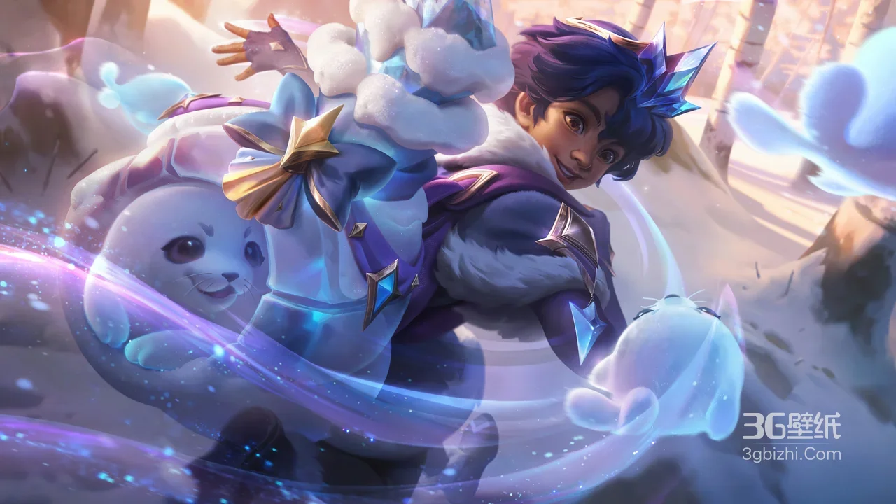星之守护者尼菈·冰雪海豹 英雄联盟唯美雪景游戏壁纸 宽屏1