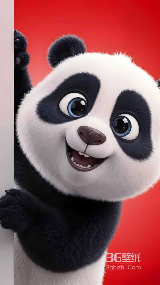 萌系3D卡通熊猫·俏皮露脸 治愈感手机壁纸推荐1