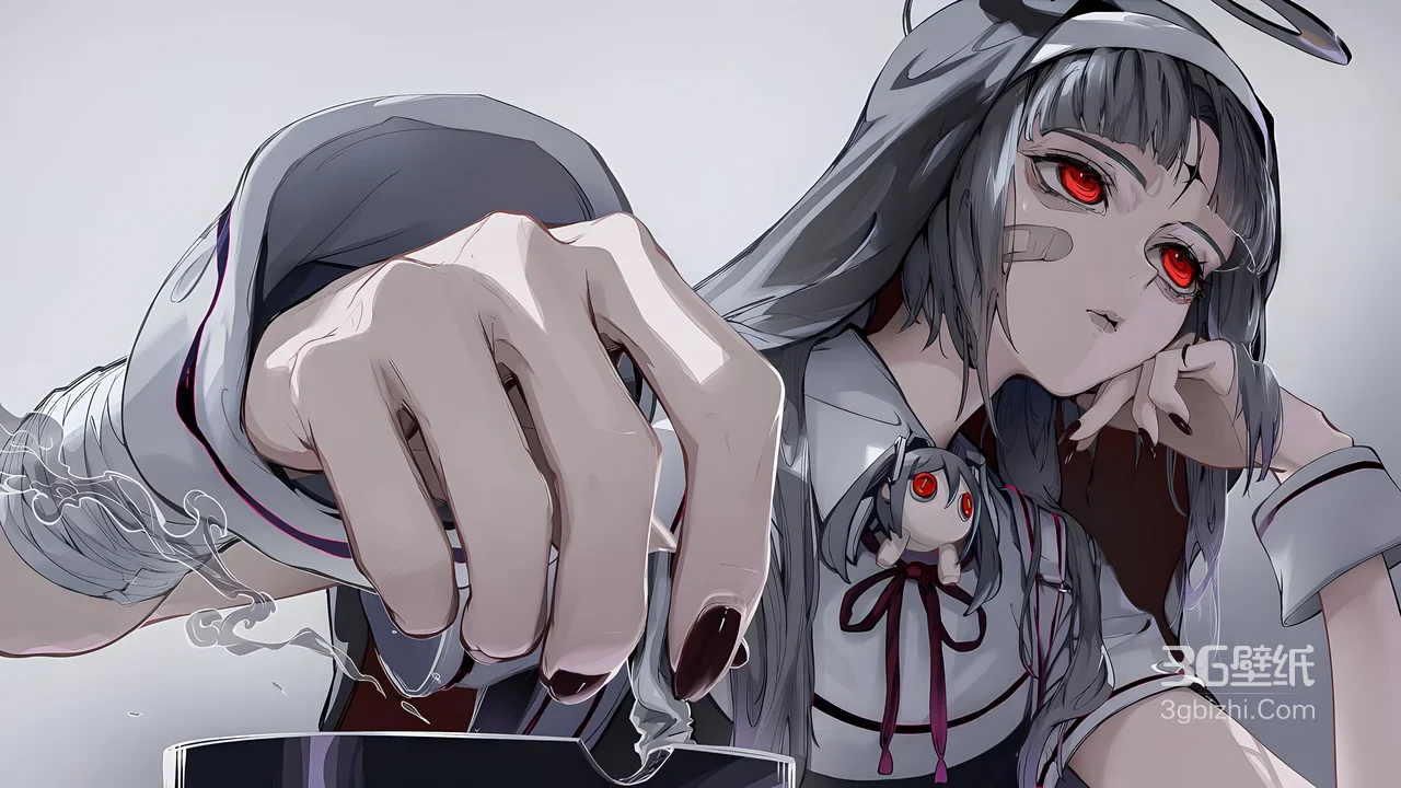 暗黑二次元红瞳绷带少女 诡谲风电脑壁纸1