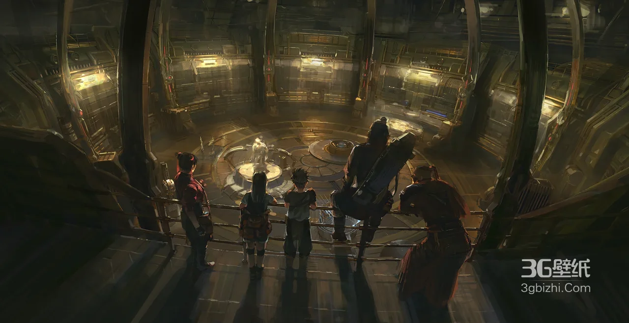 《灵笼2》概念图插画，科幻机械舱观察场景·工业写实风·宽屏电脑壁纸1