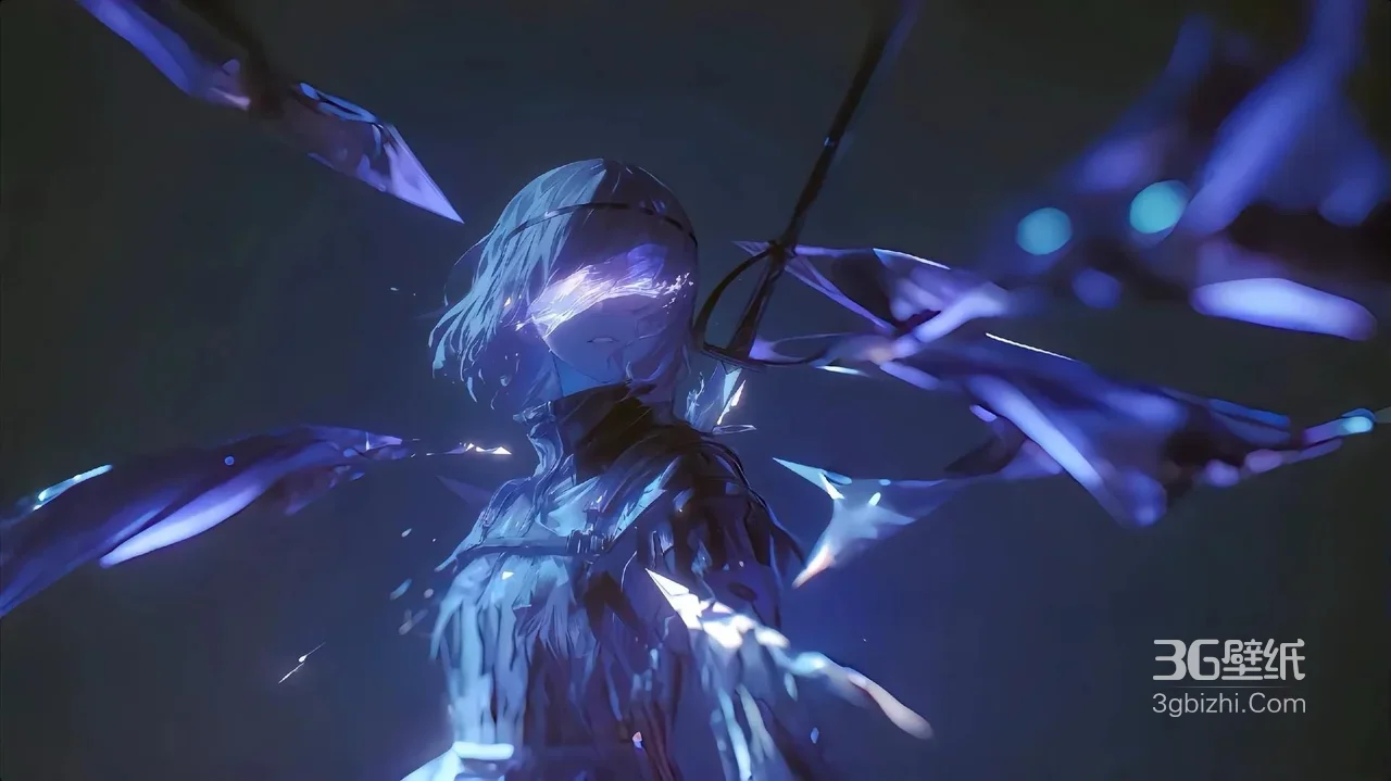 晶体化蒙面角色·暗黑赛博风 破碎特效电脑壁纸1