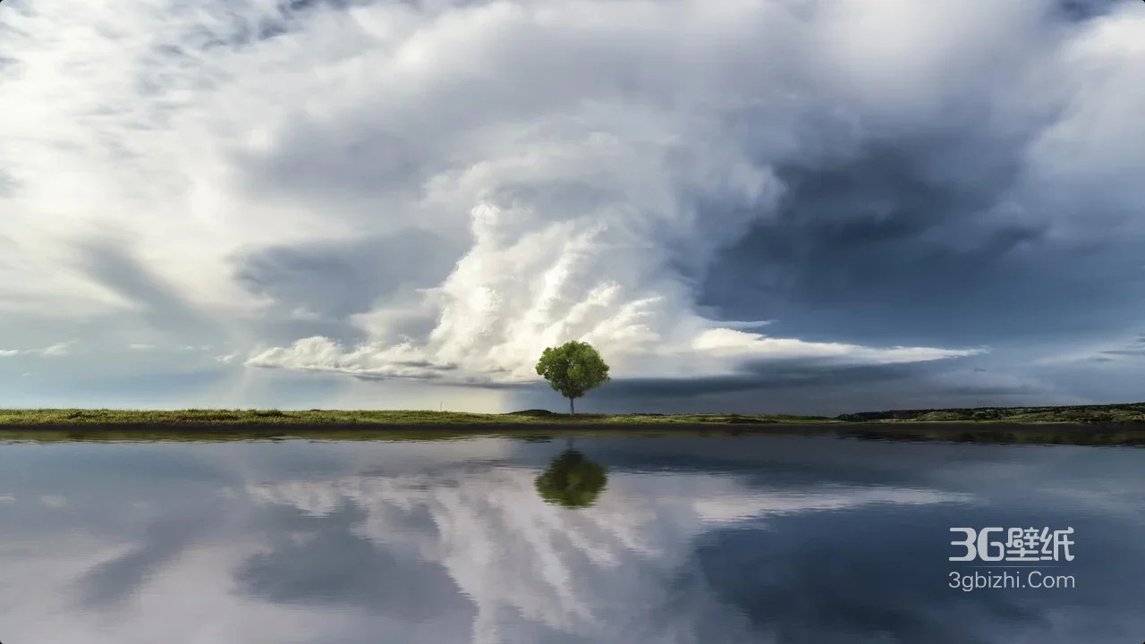 孤树湖泊云景·唯美写实风 静谧倒影电脑壁纸1