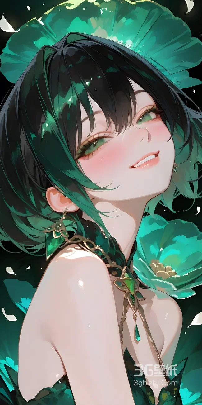 绿发笑颜少女·翡翠花境 唯美二次元 热门手机壁纸1