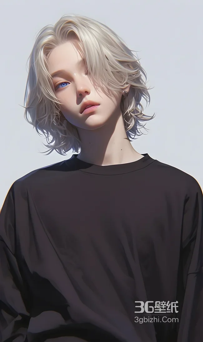 银发蓝眼帅哥·写实唯美风 潮流男生手机壁纸1