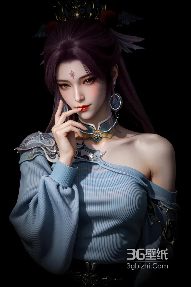 国风写实动漫人物美人·牧神记人物天魔圣女·紫发华服 仙侠游戏角色壁纸1