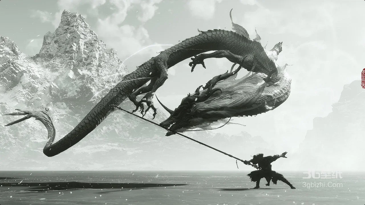 黑神话悟空天命人战亢金龙·国风水墨 东方神话游戏宽屏壁纸1