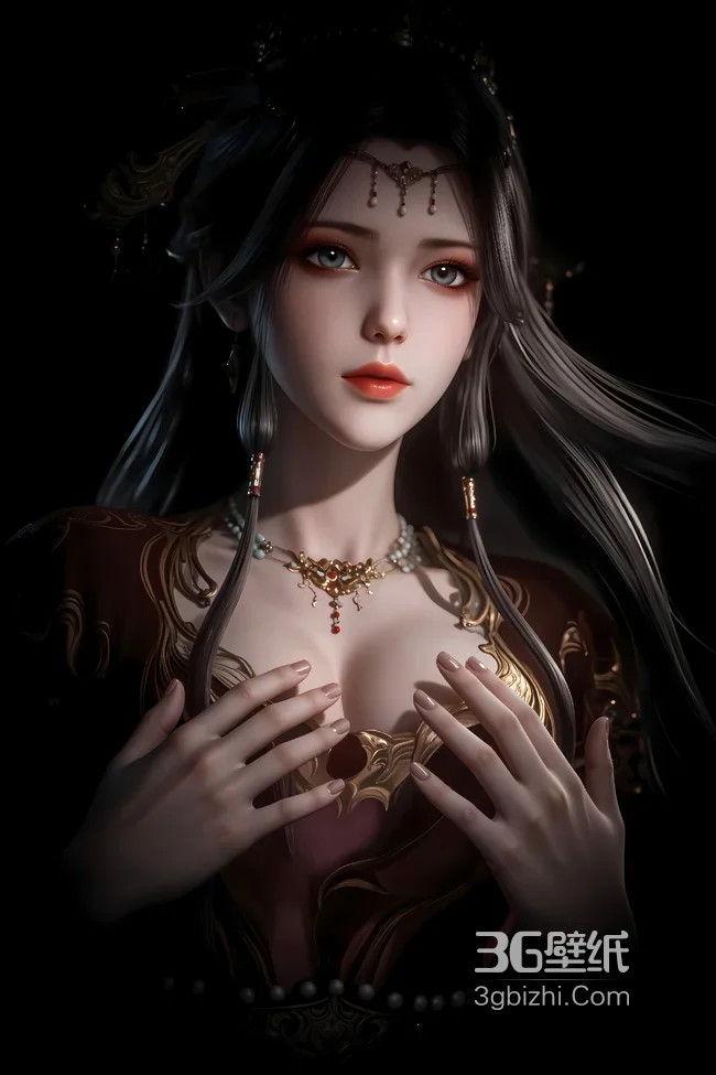 热门国漫《牧神记》美女角色·灵毓秀·金饰国风唯美古风手机壁纸1