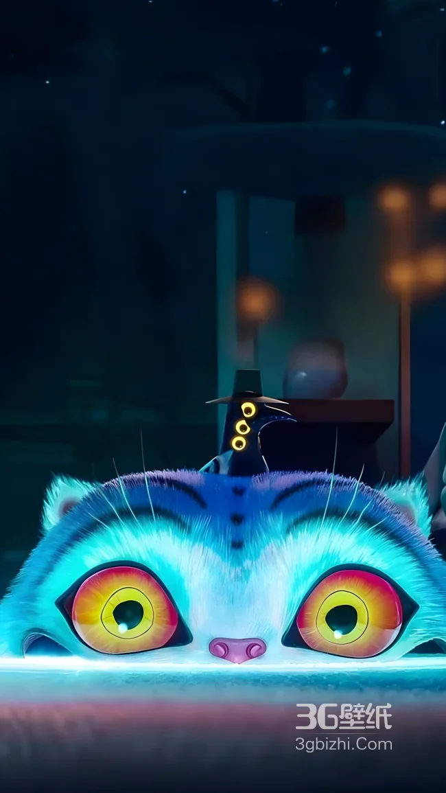 蓝毛大眼奇幻猫&神秘帽饰角色 国漫风 手机壁纸热门款1