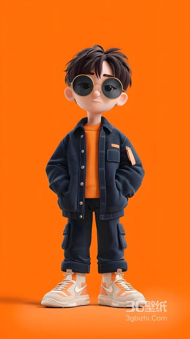 潮酷3D男孩·墨镜工装风穿搭 热门手机竖屏壁纸1