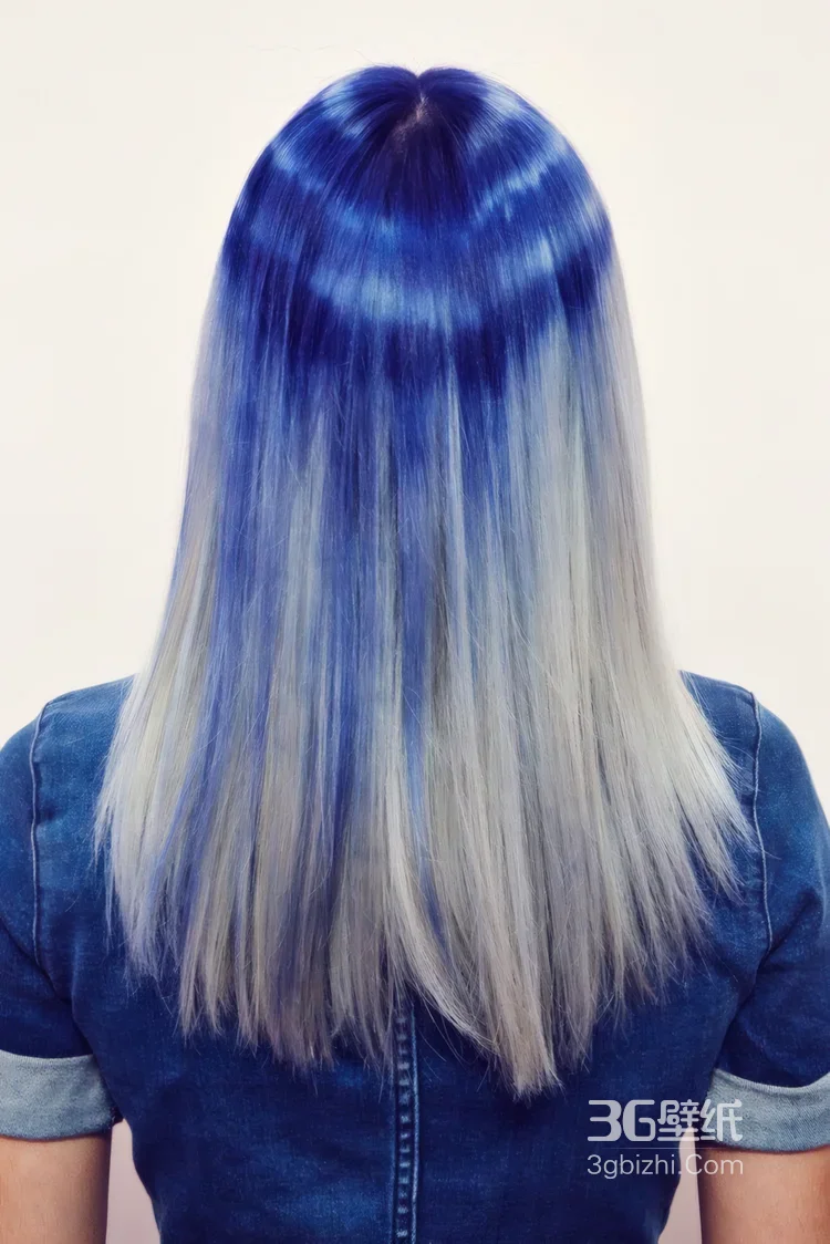 人物长发·蓝白渐变扎染风·时尚染发造型参考图集图片大全11