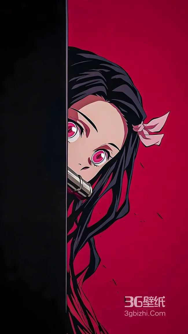 祢豆子·竹筒含嘴 鬼灭之刃动漫风 高人气竖屏壁纸1