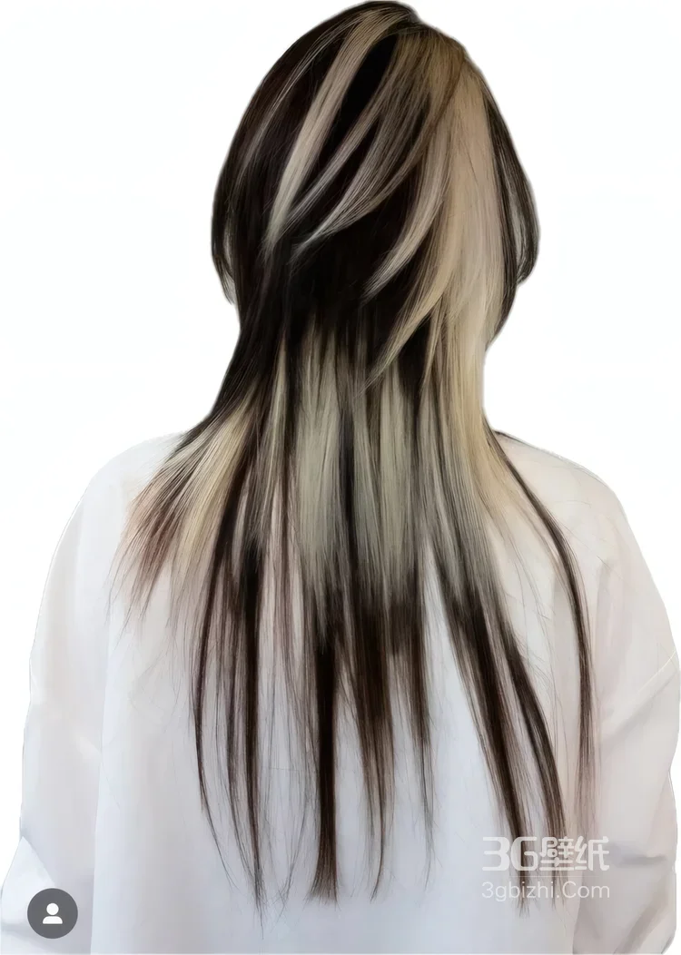 人物长发·蓝白渐变扎染风·时尚染发造型参考图集图片大全10