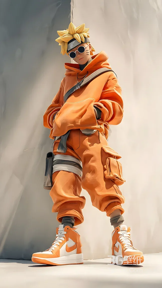 漩涡鸣人·潮流街头风 火影忍者动漫潮改手机壁纸高人气款1