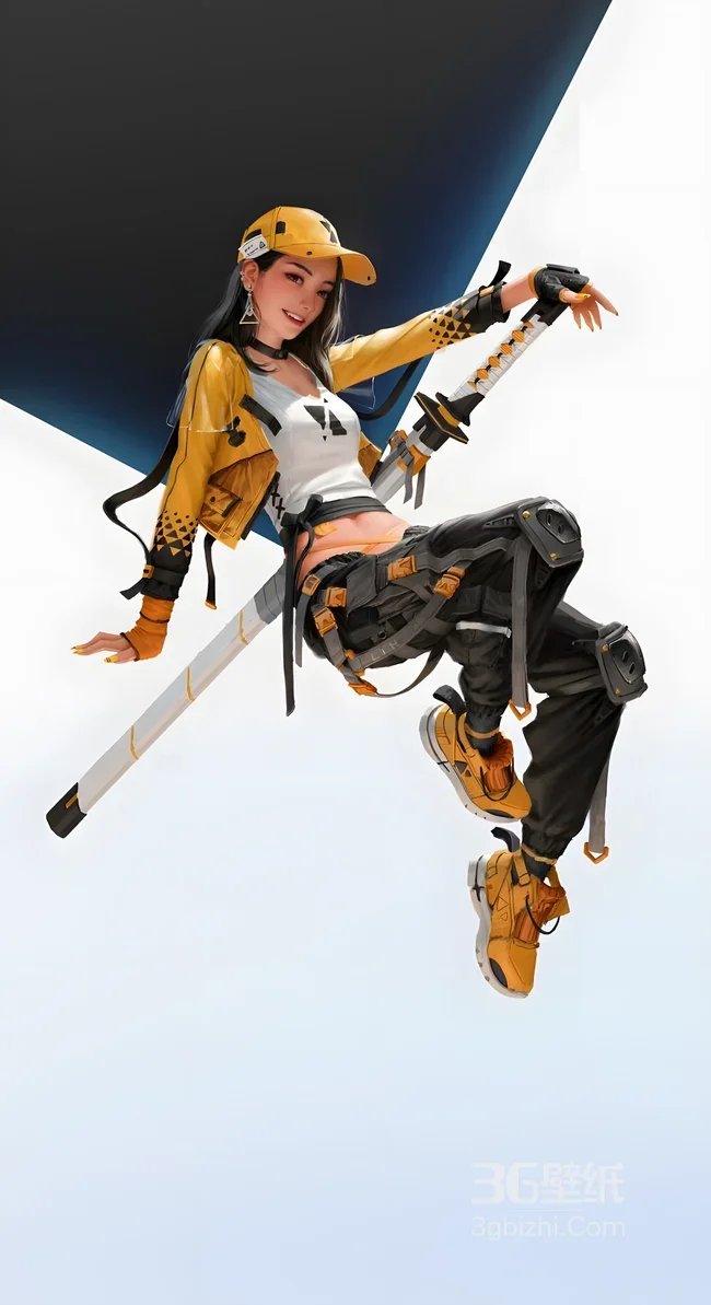 潮酷武士少女·黄黑赛博风 国漫游戏高质感壁纸1