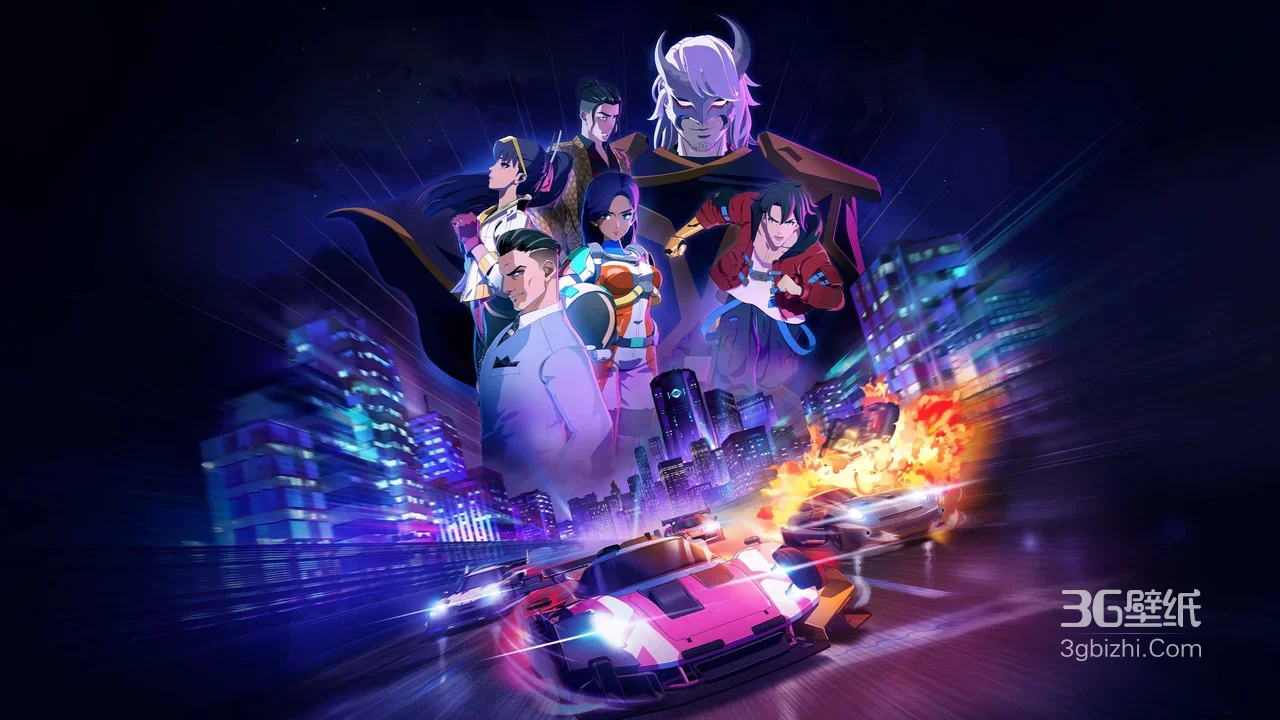 国漫赛博朋克赛车都市对决 人物群像 高燃电脑壁纸1