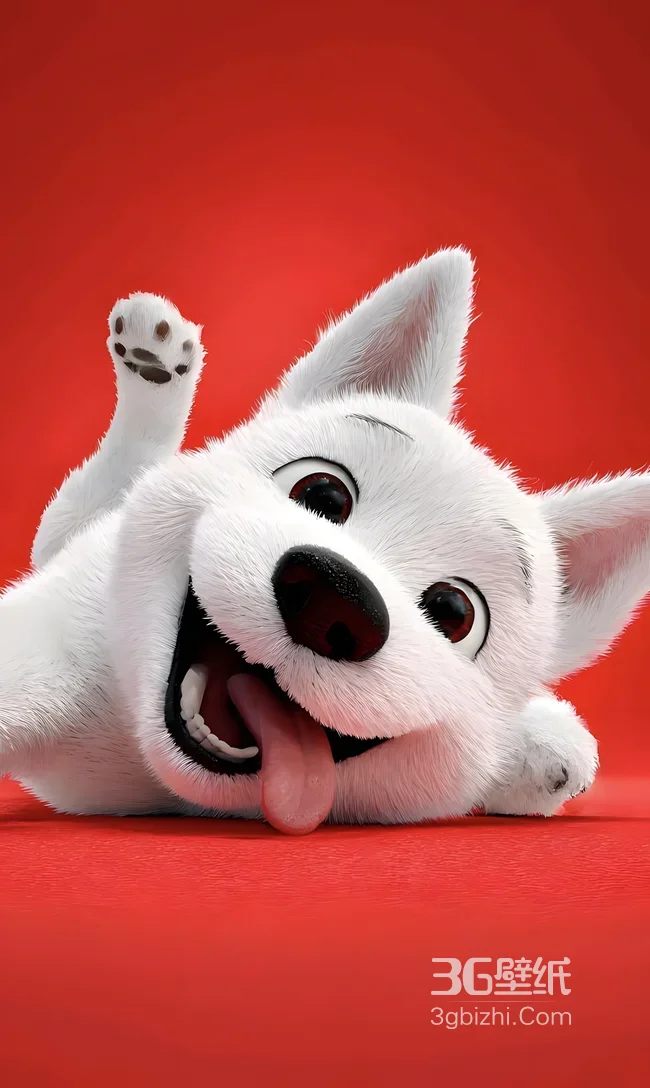 治愈系卡通白狗·吐舌欢闹 萌宠手机壁纸精选1