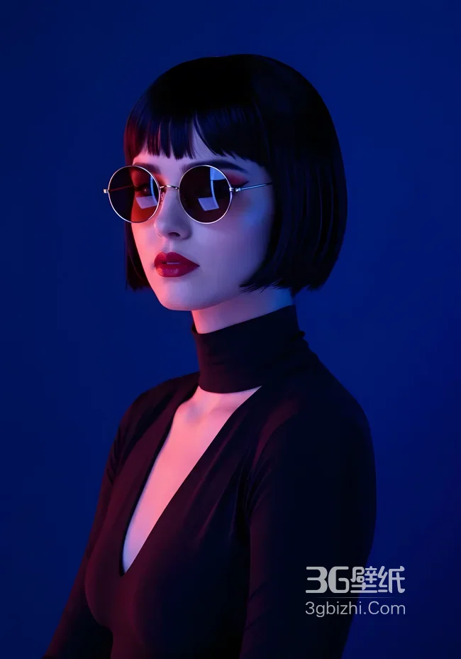 短发墨镜女性·赛博朋克暗黑风·时尚个性手机壁纸1