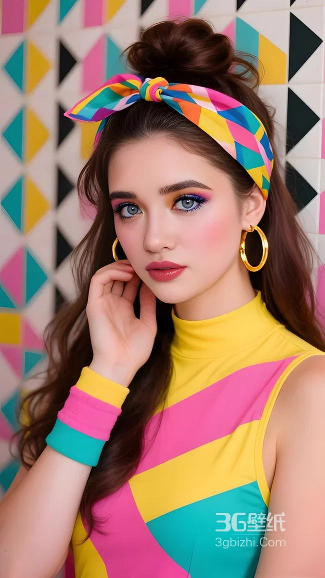 复古潮流女孩·撞色穿搭造型 高热度个性手机壁纸1