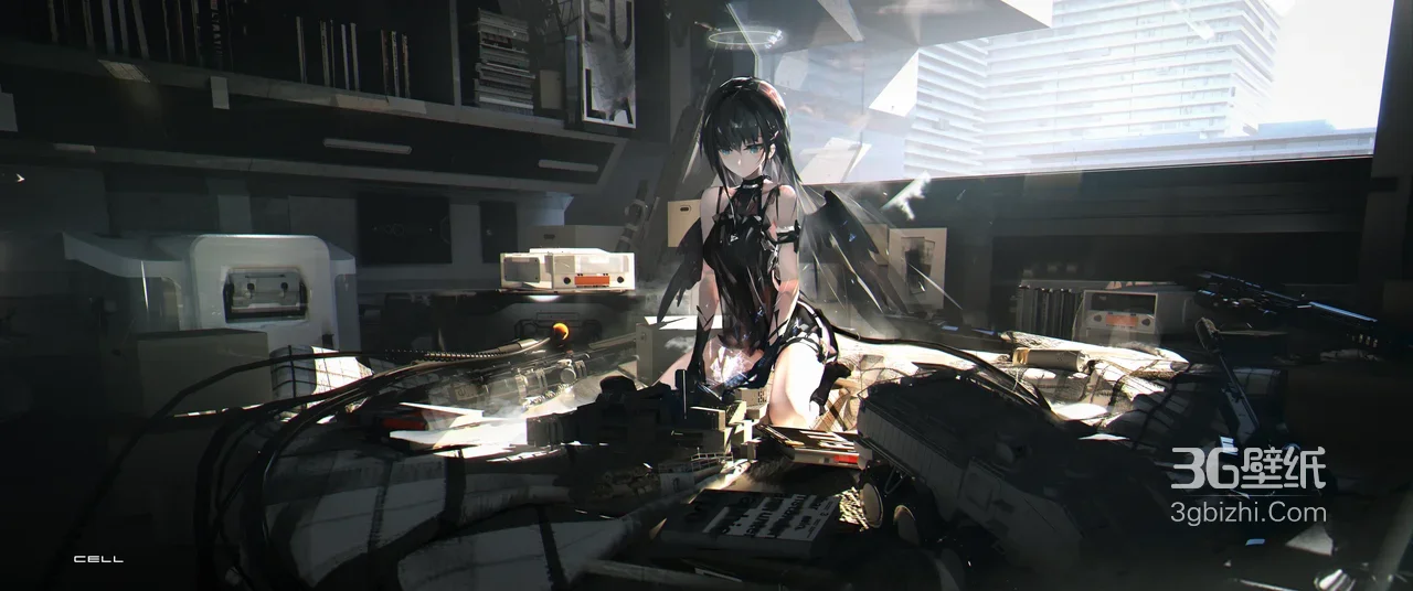 暗黑赛博机械少女·科技工作室 原创CG电脑壁纸1