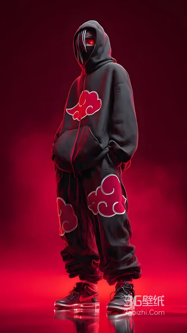 宇智波鼬·晓组织红云潮服 暗黑赛博风火影忍者壁纸1