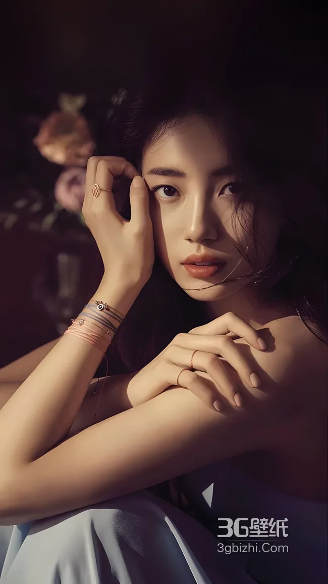 韩素希·精致姿态 唯美暗调肖像 高热度手机壁纸1