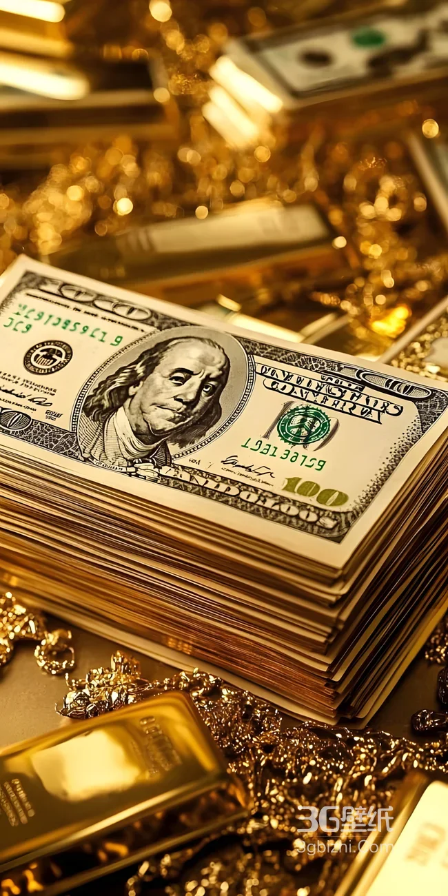 本杰明·富兰克林百元美钞 奢华写实财富风手机壁纸1