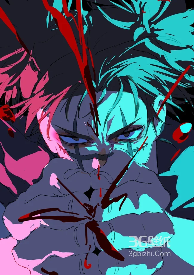 胀相·血刃冲击 暗黑日漫风（咒术回战）高燃手机壁纸1