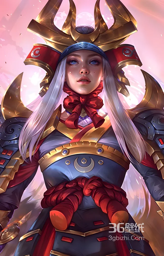 月相武士铠甲白发角色·二次元游戏风·手游精美皮肤壁纸1