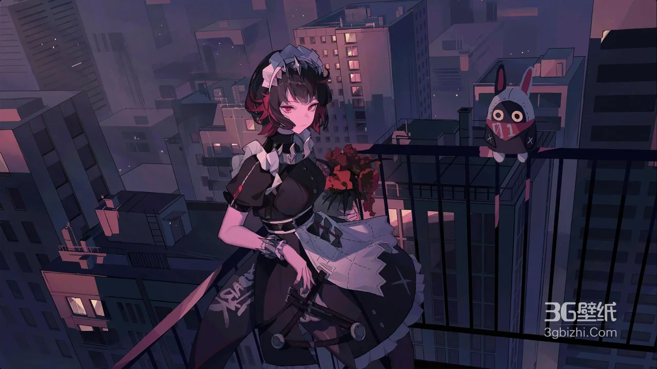 暗黑都市女仆装动漫角色·战双帕弥什风格宽屏电脑壁纸1